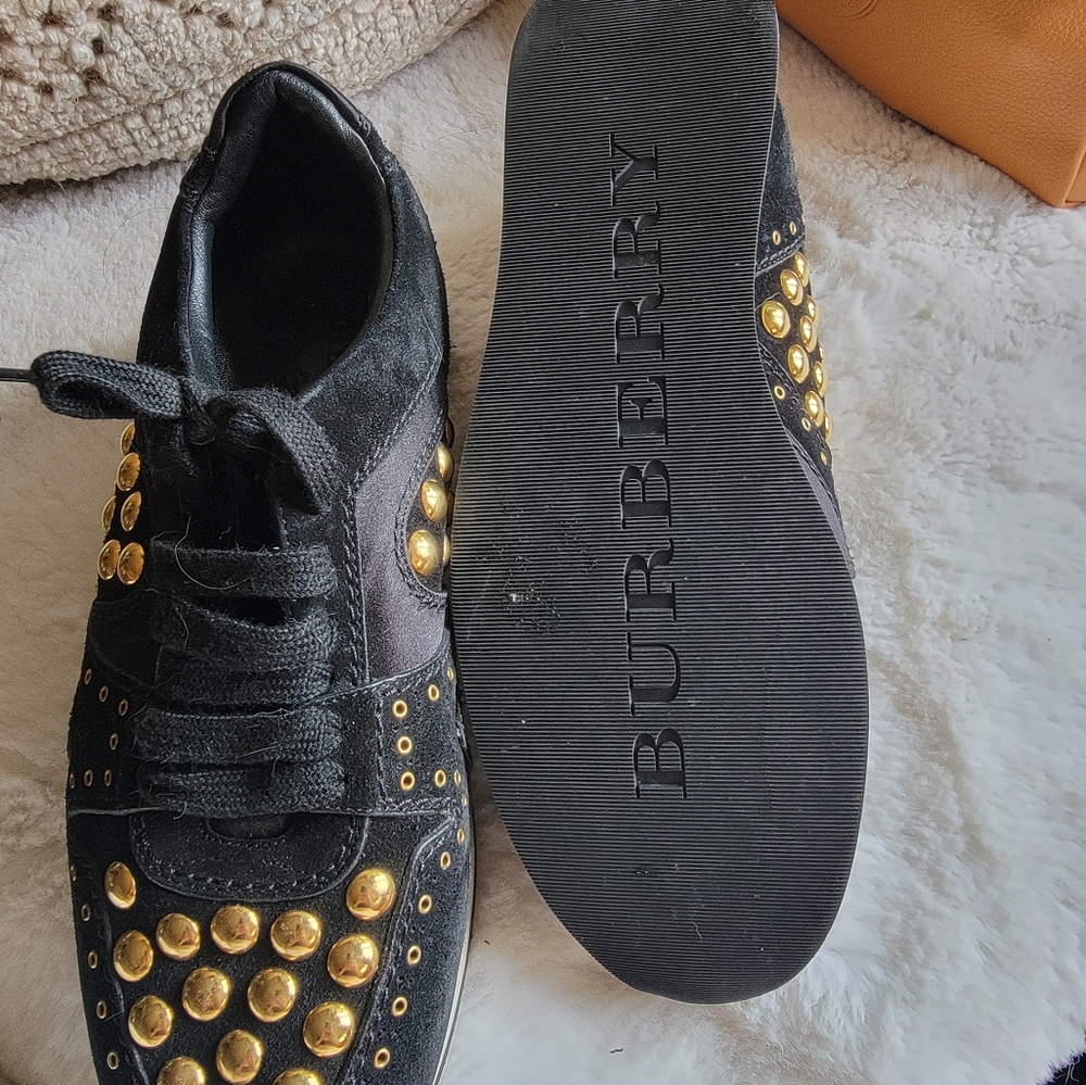 Designer Burberry Gold Studded Sneaker - Picture 3 of 5
